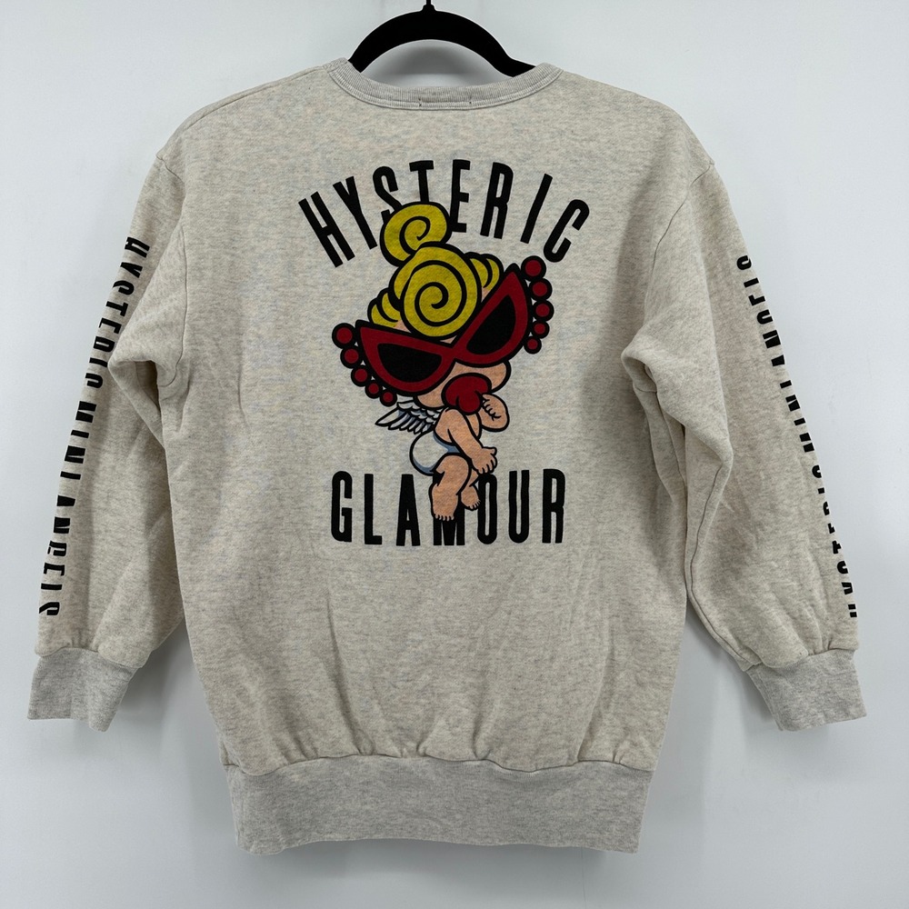 Hysteric Mini Crewneck Sweatshirt Size 140 US 10 Grey Oatmeal Mini-Chan Logo - Picture 5 of 12